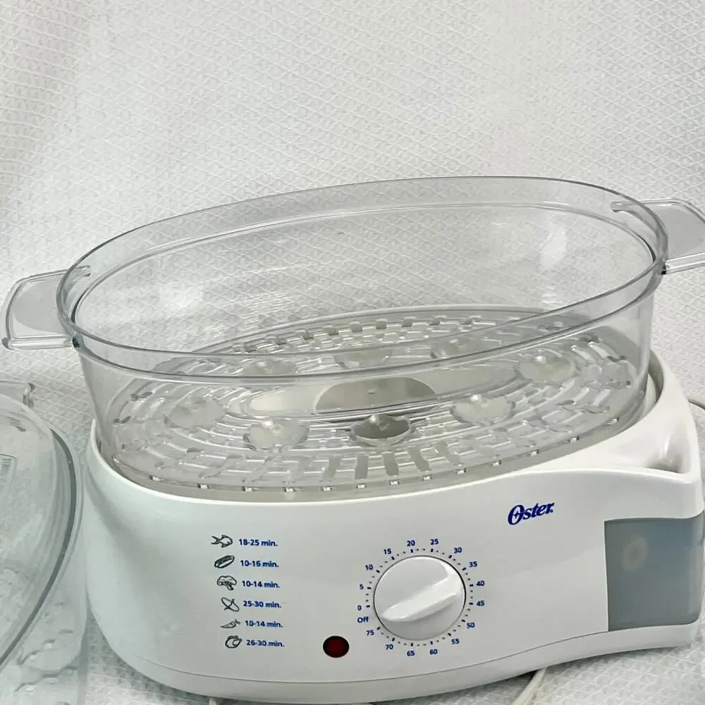 Oster 2 Tier Food Steamer Rice Cooker Electric Vegetable Fish Cooker White